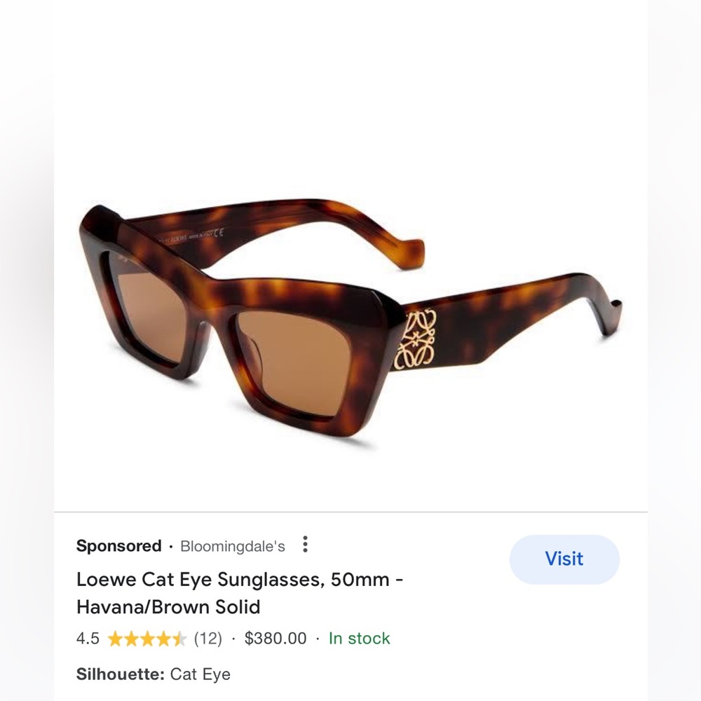 Loewe Cat Eye Anagram Tortoise LW40036I Sunglasses